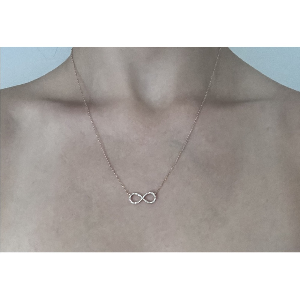 14K ROSE GOLD INFINITY PAVÉ NECKLACE - Picture 4 of 15